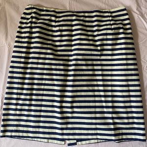 Talbots Woman Pencil Skirt Navy Cream Stripe 18W